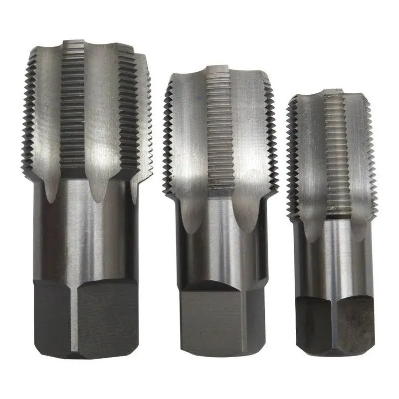 Drill America Carbon Steel Npt Pipe Tap Set In Carry Pouch 1" - 1-1/2" (3 Piece Set) - POUCSNPT3