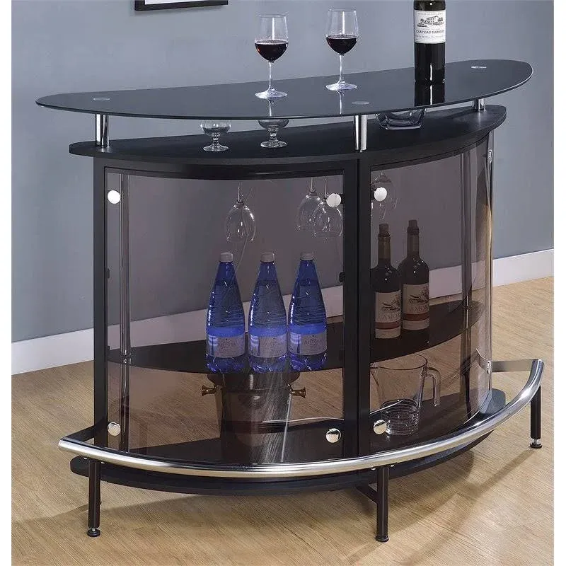 Bowery Hill Contemporary Metal Glass Home Bar in Black and Chrome - Contemporary - Wine And Bar Cabinets - by Homesquare | Houzz