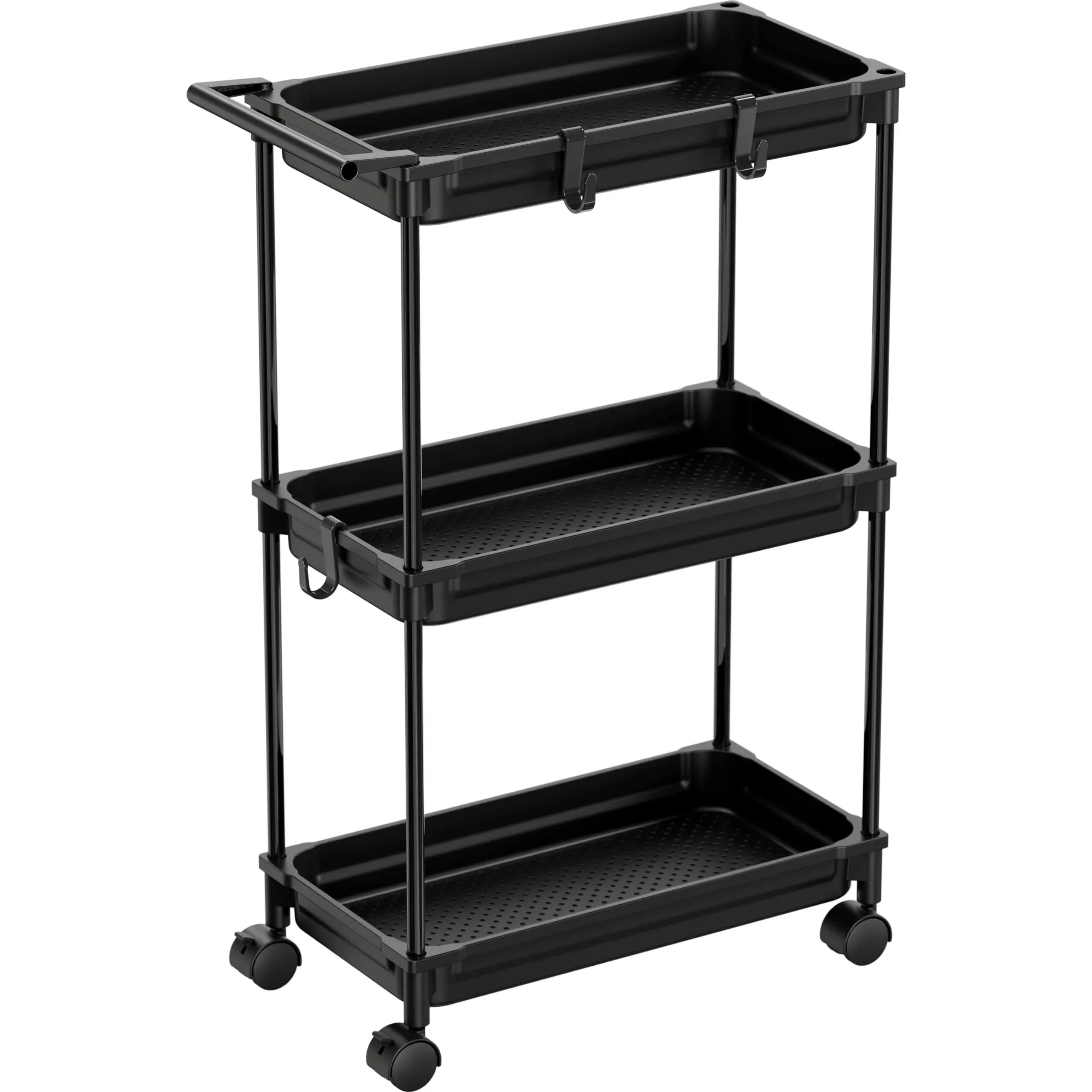 Standard 3-Tier Slim Rolling Storage Cart, Black