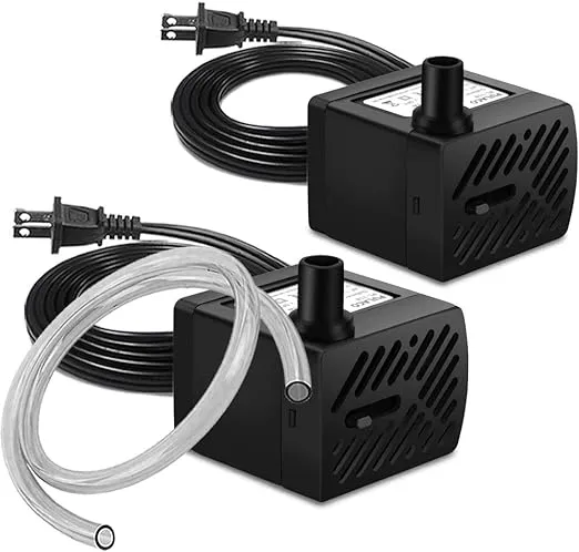 2Pcs Mini Fountain Pump (50GPH 3W), Ultra Quiet Submersible Water Pump for Aquar