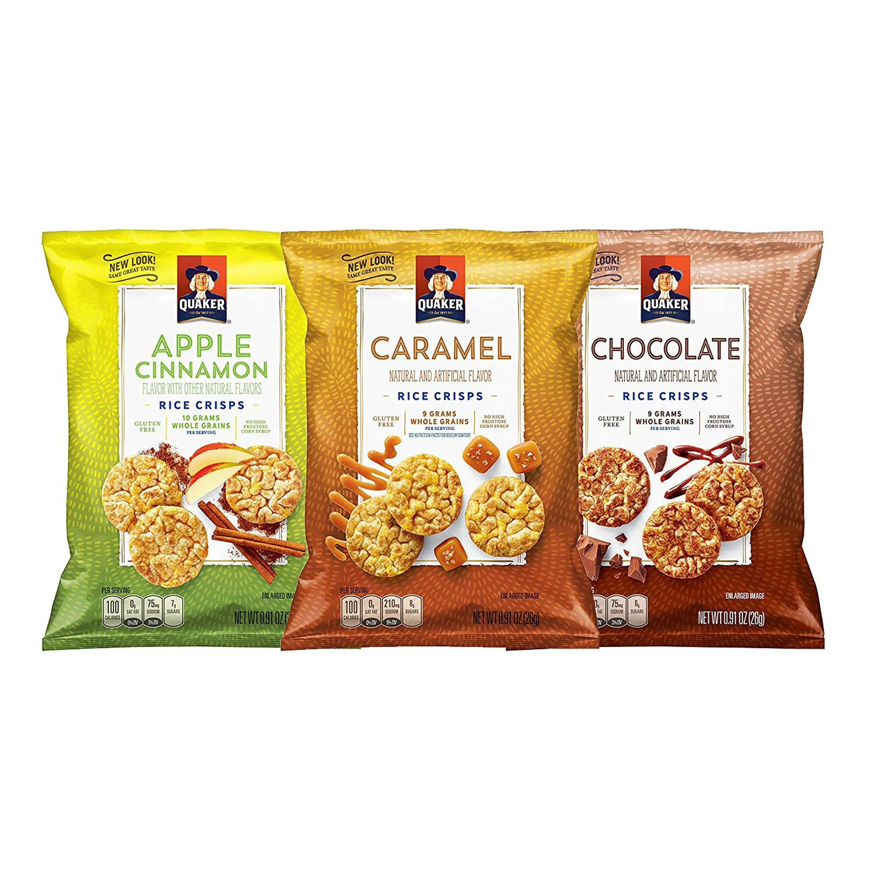 Quaker Rice Crisps, Gluten Free, 4 Flavor Sweet and Savory Variety Mix, Single Serve 0.67oz, 30 count