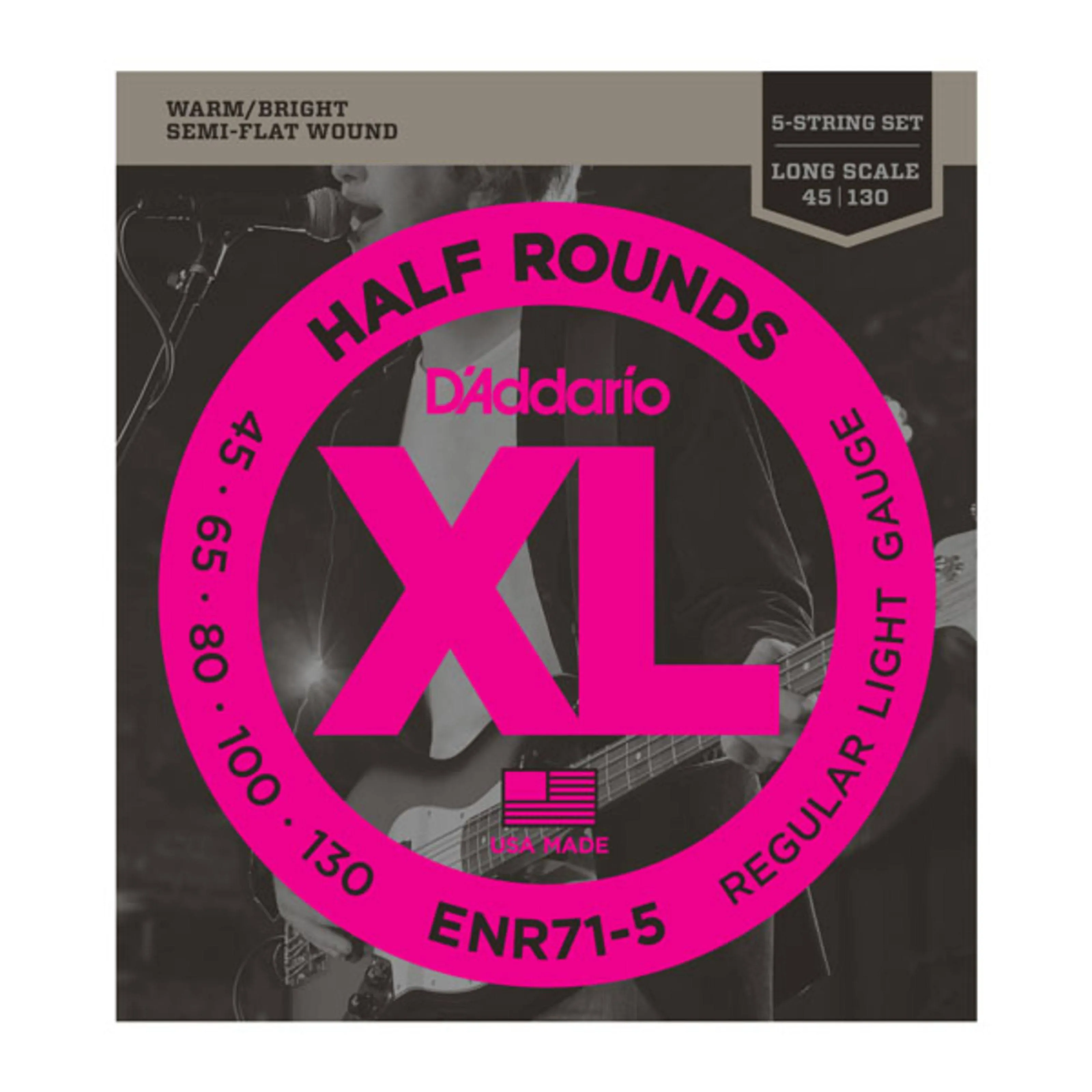 D'Addario XL Half Rounds 5-String Electric Bass Guitar Strings