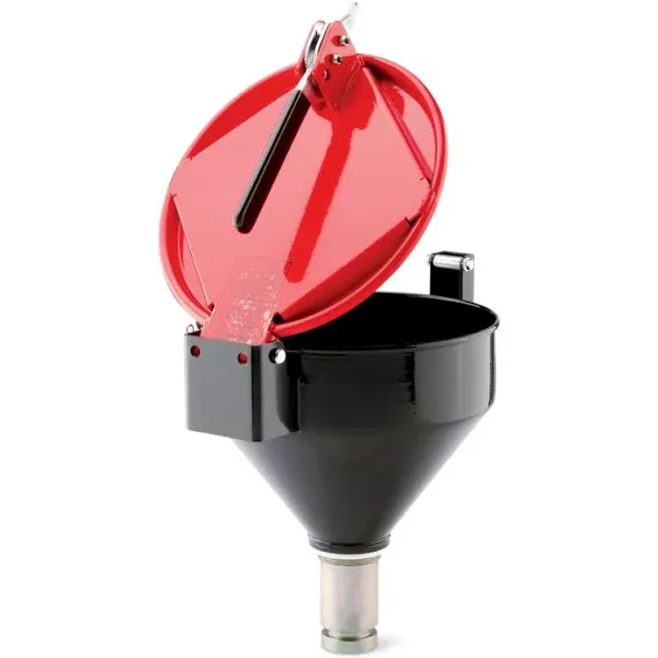 New Pig Drum Funnel | Burpless Steel Drum Funnel | for 5 to 55 Gallon Steel or Poly Drums w/ 2" NPT | Overfill Preventer | Black | DRM1127-BK-NPT