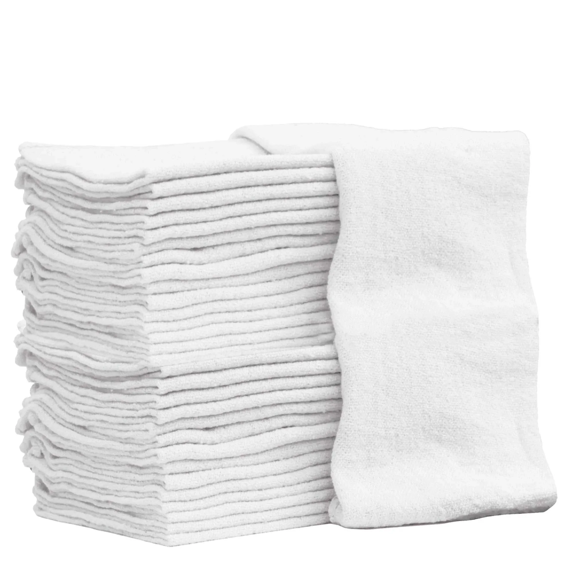 Nabob Wipers Auto Mechanic Shop Towels 100 Pack Shop Rags 100% Cotton Size 14"x14" Commercial Grade (100 Pack, White)