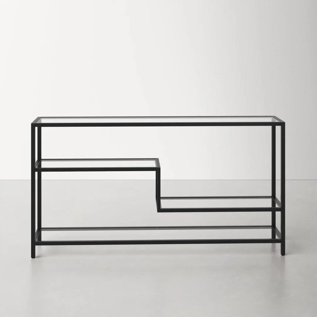 Henn&amp;Hart 55&#034; Blackened Bronze Metal/Glass Console Table