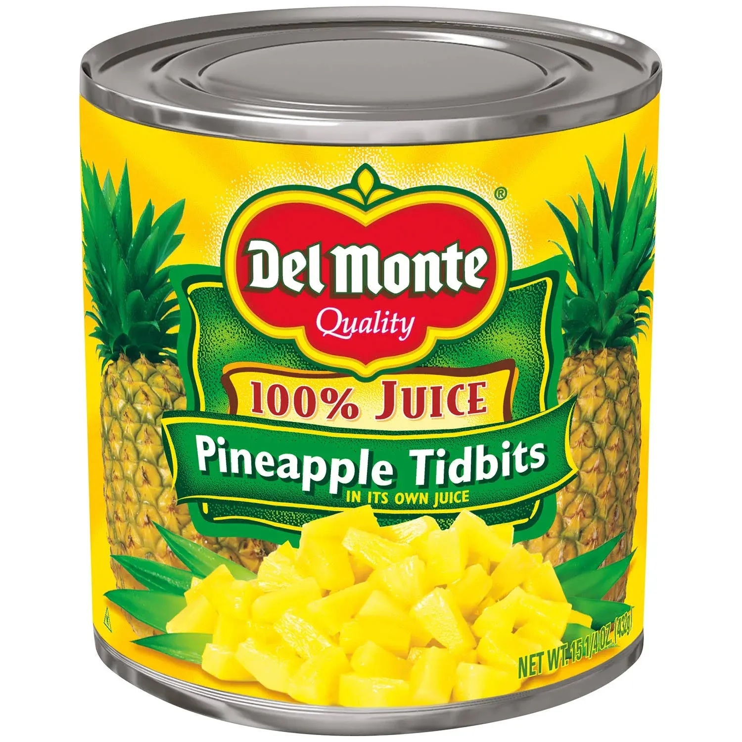 Del Monte Pineapple Tidbits in 100% Juice 15.25 oz. Can, 12 Pack, 15.25 oz (Pack ...