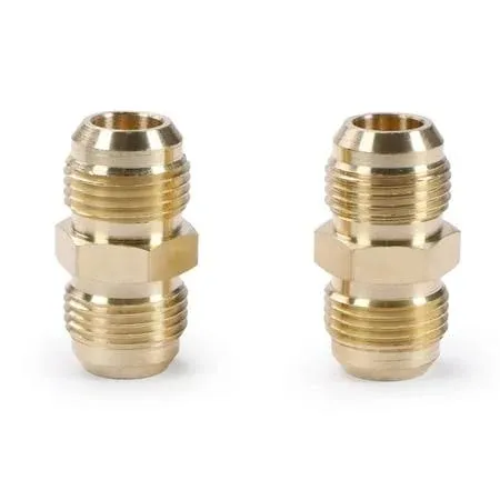 U.S. Solid 2pcs Brass Pipe Fitting Male Tube Coupler, 1/2&#034; Flare x 1/2&#034; Flare