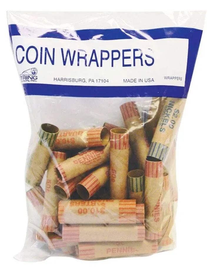 N. F. String and Son Crimped Quarter Coin Wrappers