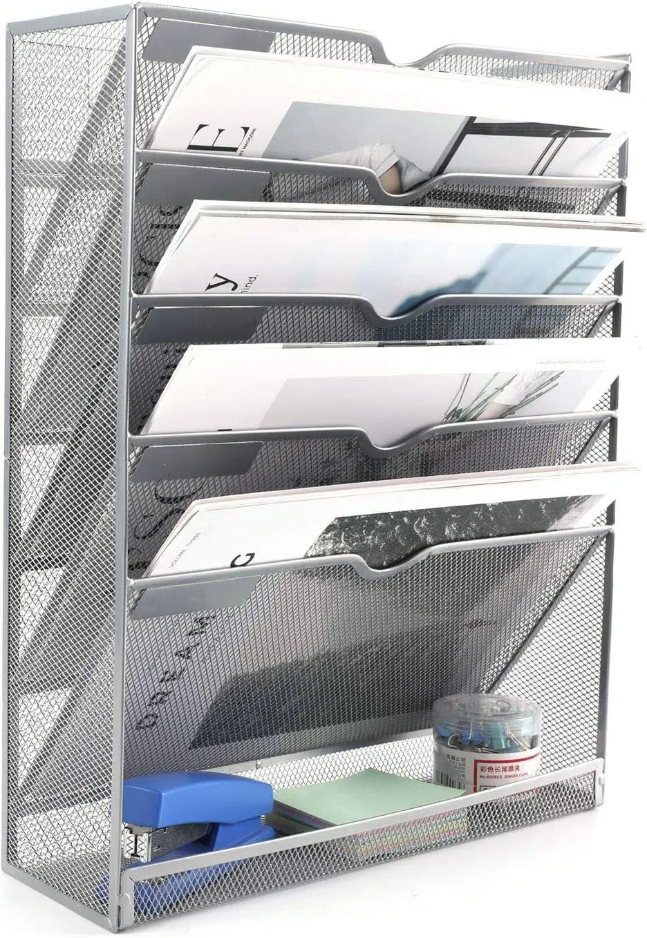 EasyPAG Wall File Organizer Mesh 5 Tier Wall File Holder Desktop Vertical Han...