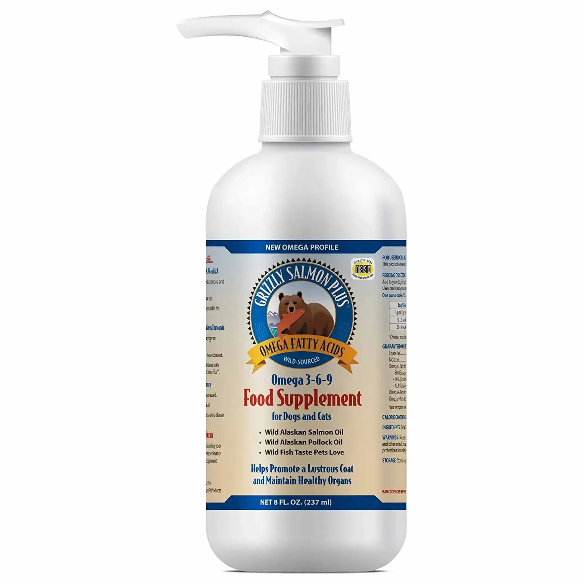 Grizzly Salmon Oil Plus Dog & Cat Liquid Supplement