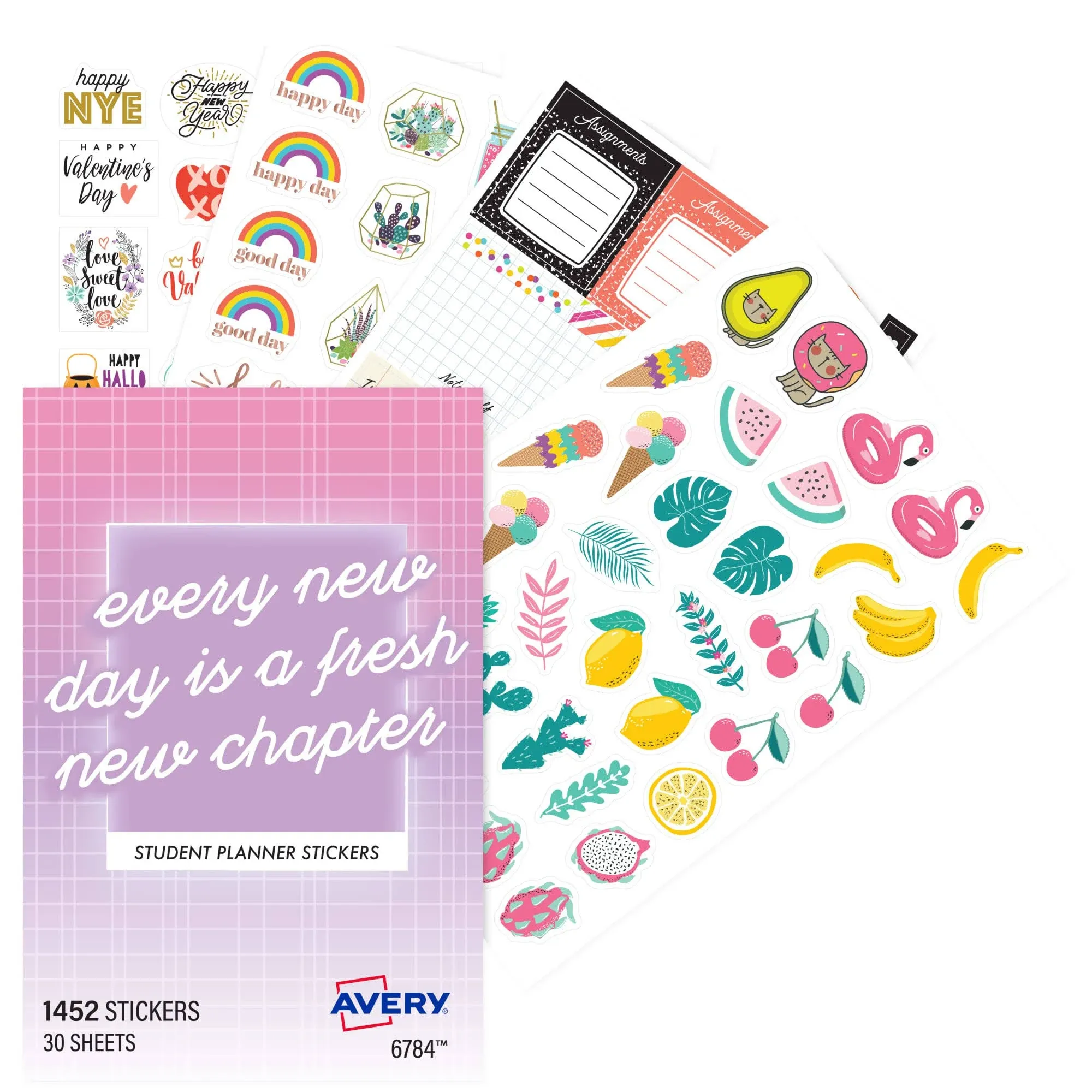 Avery Student Planner Stickers Pack, 30 Sheets of School Planner Stickers, Set of ...