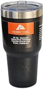 Ozark Trail 30oz Double-Wall, Vacuum-Sealed Stainless Steel Tumbler, Black (1, Black)