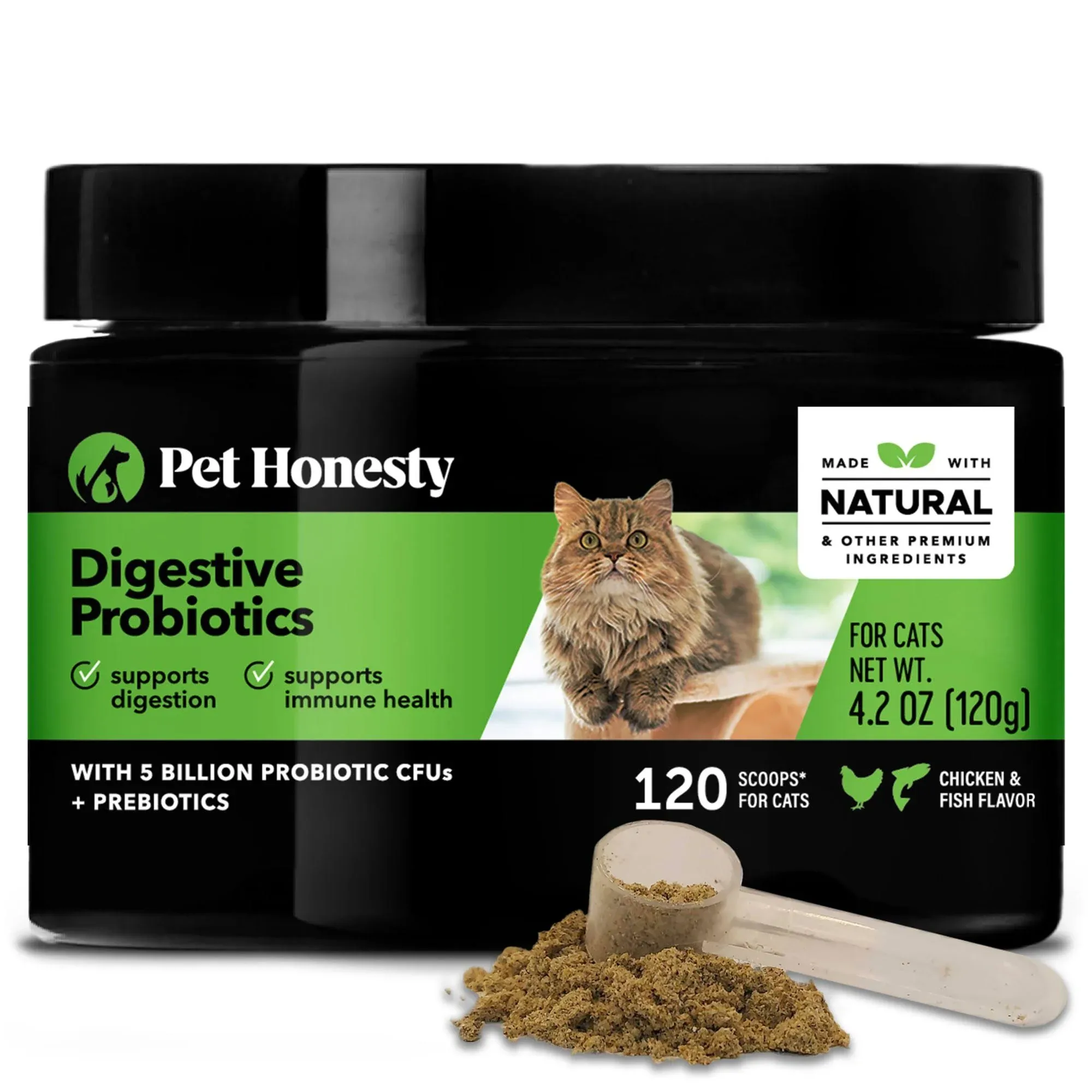 Pet Honesty Digestive Probiotics Max Strength for Cats Supplement - Bowel Support, Probiotic for Cats, Helps Maintain Gut Health, Supports Digestion, Immunity & Overall Health - 120 Scoops