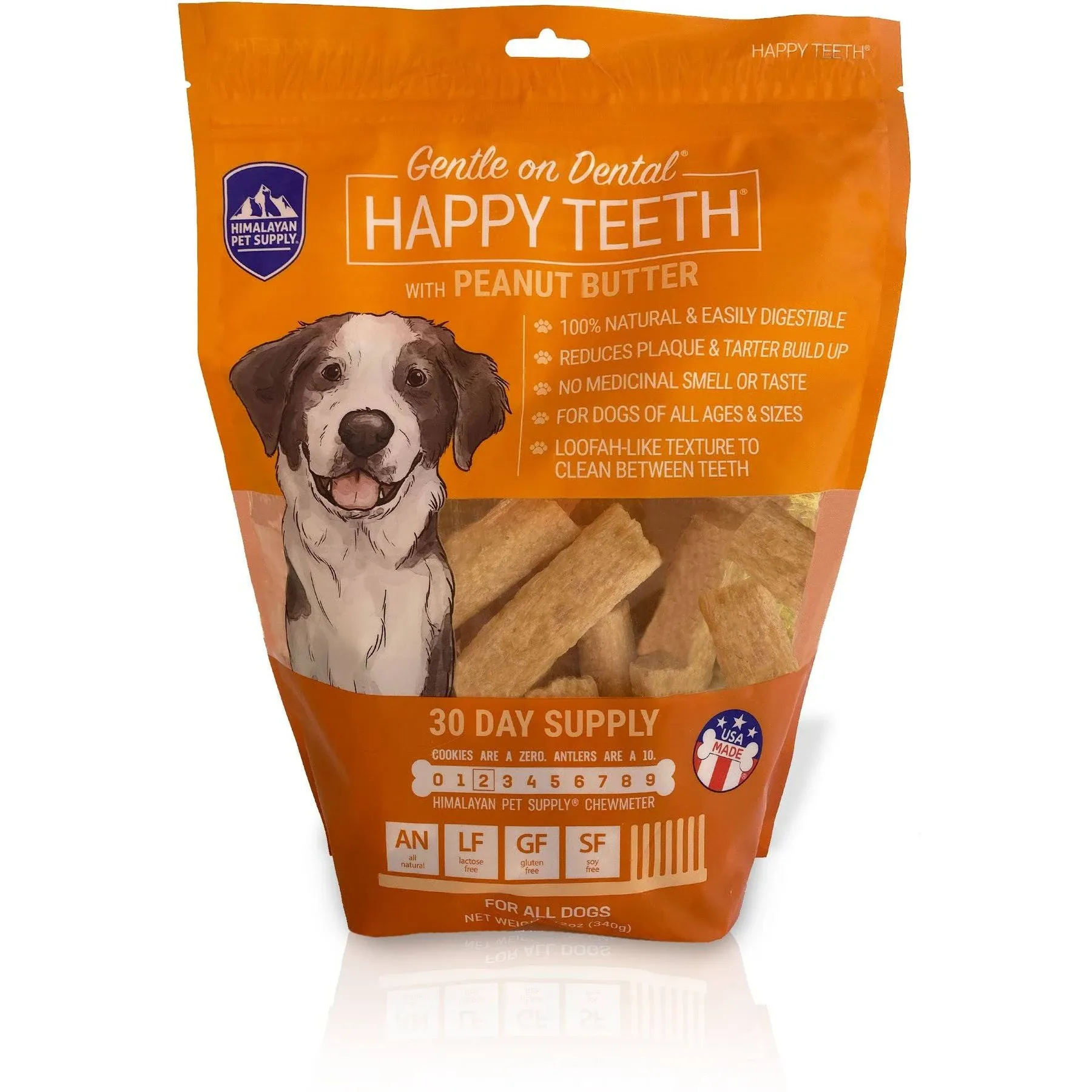 Himalayan Pet Supply Dental Peanut Butter Dog Treats, 30 Count