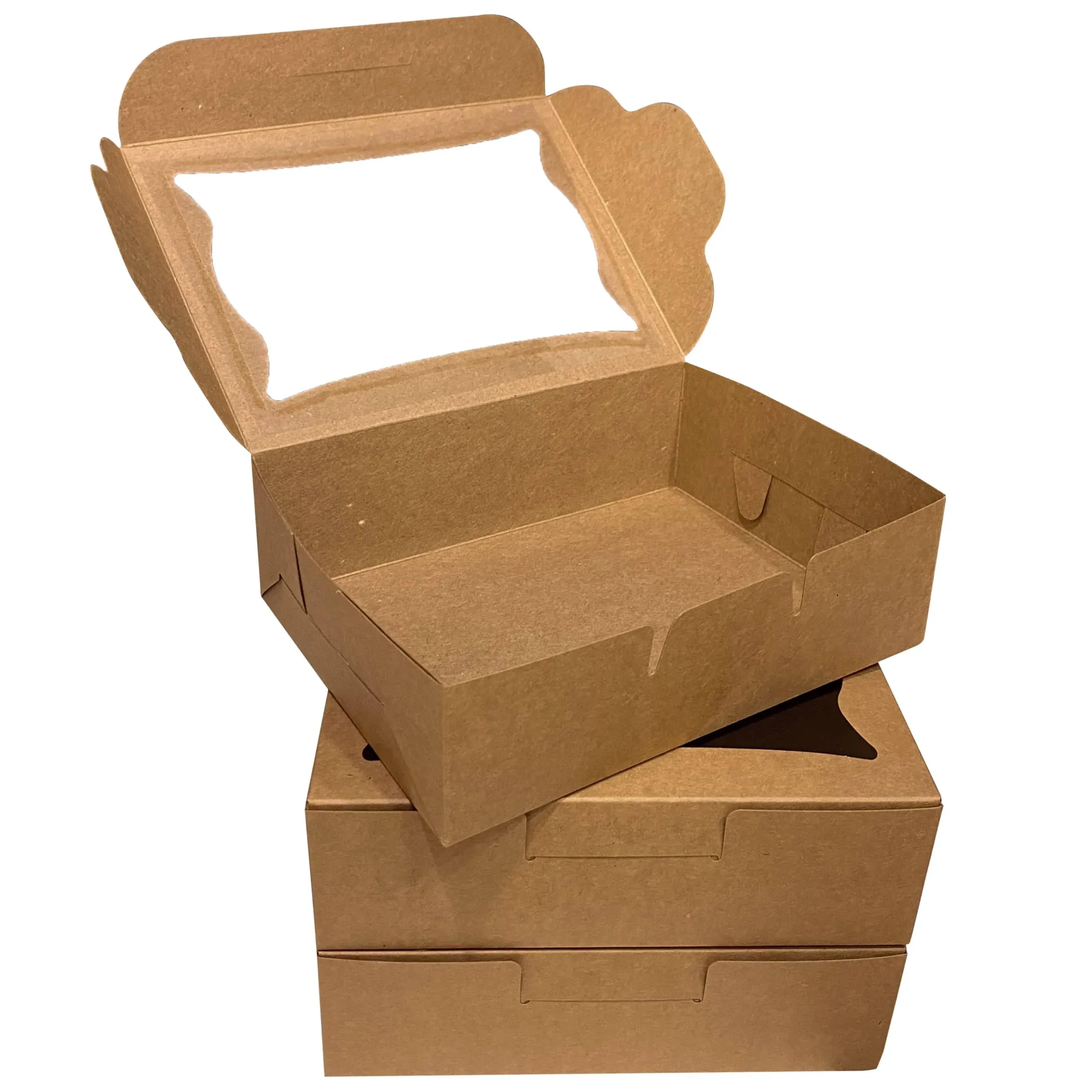 Bubbley 12-Pack Windowed Kraft Paper Bakery Boxes for Pastries, Cookies, Muffins, and Desserts