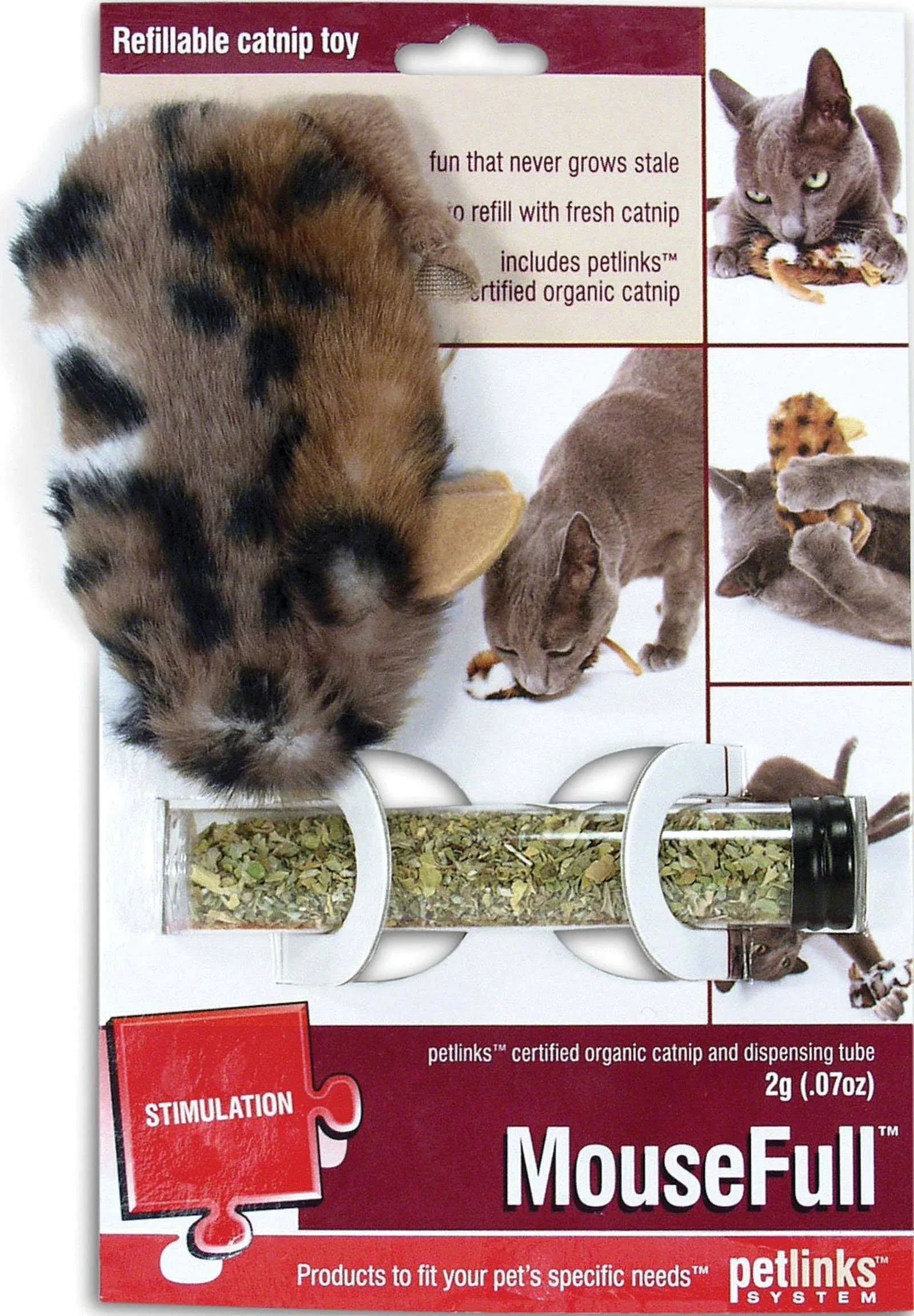 Petlinks Catnip Toy, Refillable, Mouse Full