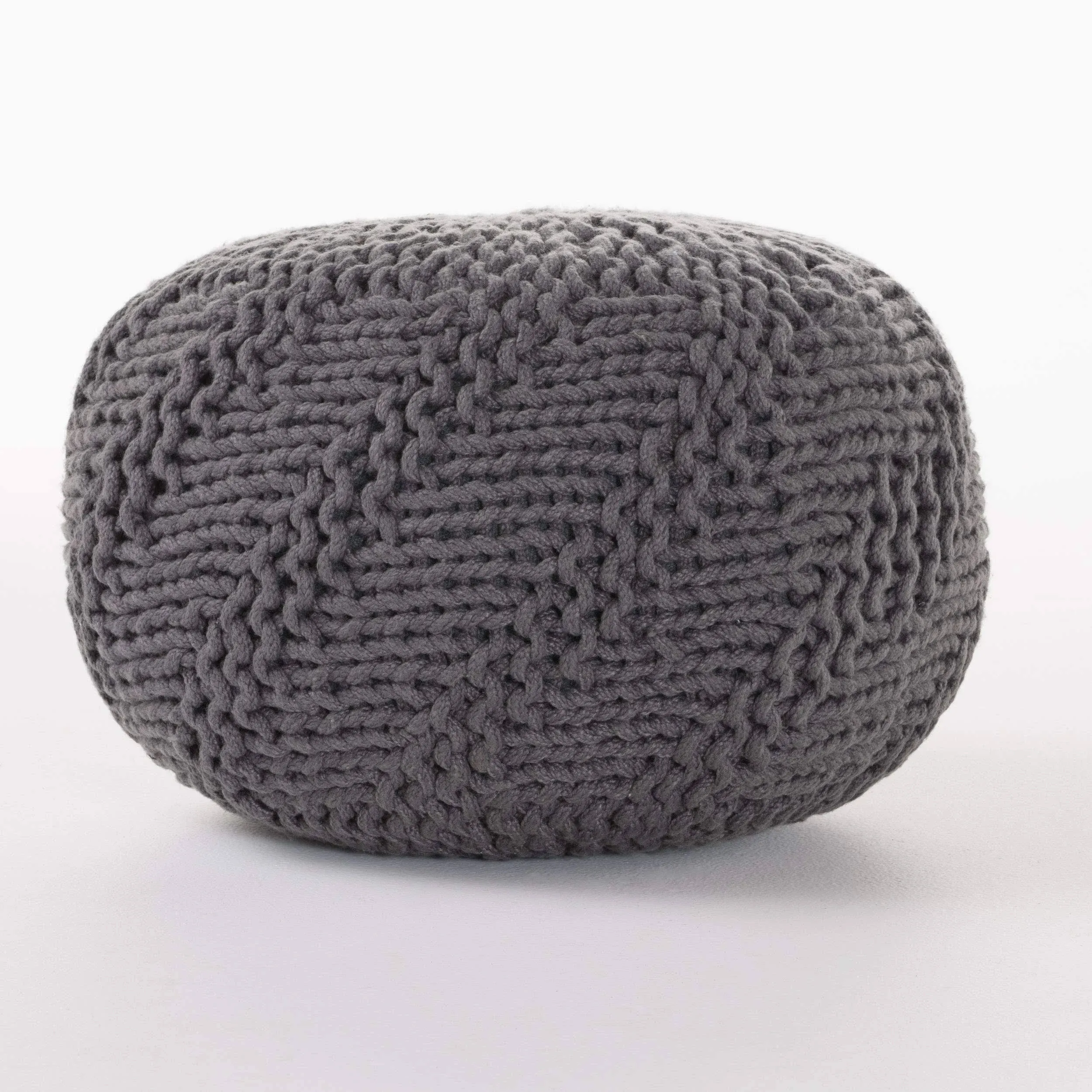 Ashbury Outdoor Handcrafted Modern Fabric Weave Pouf Dark Gray