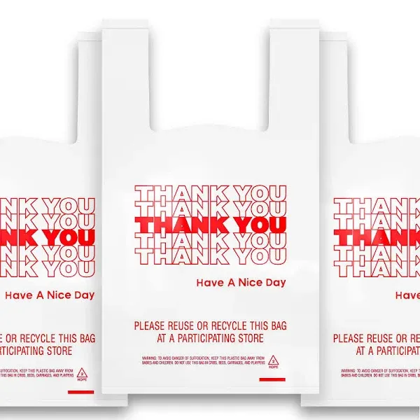 400 Pack Thank You Plastic Bags Bulk Premium Quality 15 Mic 0.6 Mil Thick Groc