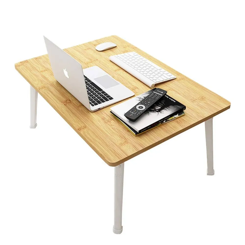 Foldable Laptop Desk for Bed, Bed Laptop Table, Foldable Portable Lap Bed Tray, 23.6 Inch Floor Table for Drawing, Reading and Writing, Bamboo