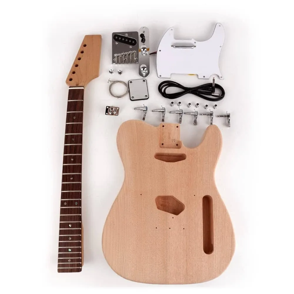 Roasted Neck Canadian Maple DIY Electric Guitar Kit Unfinished Mahogany Body ...