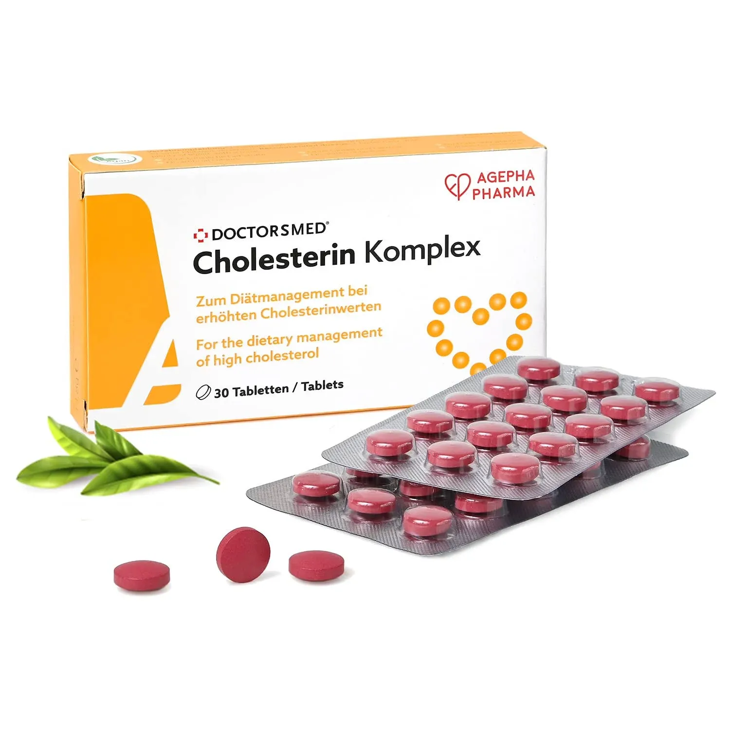 Cholesterin Komplex | 30 Vegan Tablets | Supplement to Maintain Cholesterol Levels | Red Yeast Rice Extract with Monacolin K | Gluten-Free, Lactose-Free | Manufactured in Europe