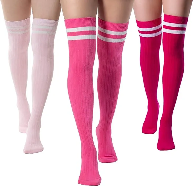 SERICI Thigh-High Socks | Womens Striped Cotton Thigh High Tube Sock | Over Knee