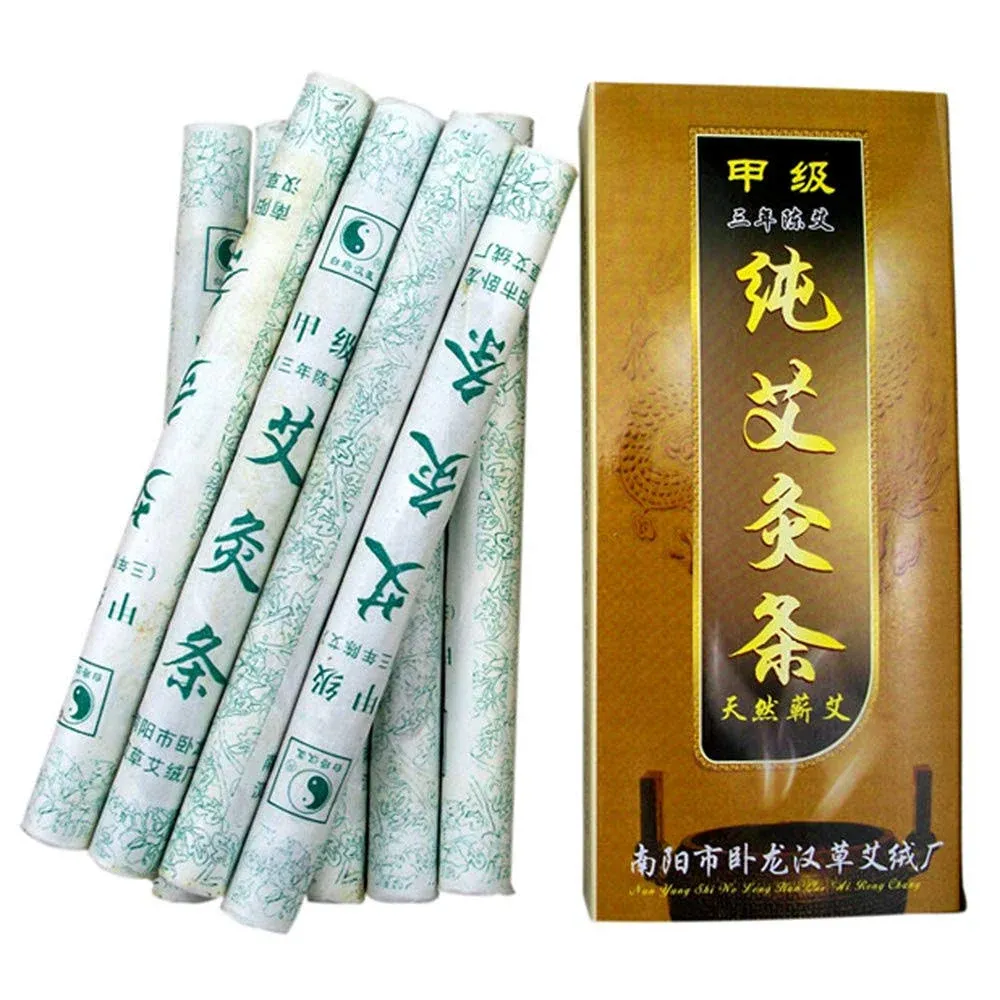 Moxa Sticks Natural Mugwort Rolls Pure Handmade 3-Years Purity Wormwood for Moxibustion （10 per Box）