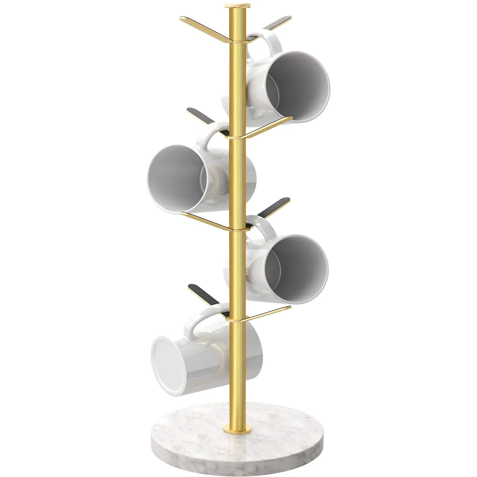 Gold Mug Holder Tree with Marble Base, 8 Hooks Coffee Cups Holder Stand, New ...