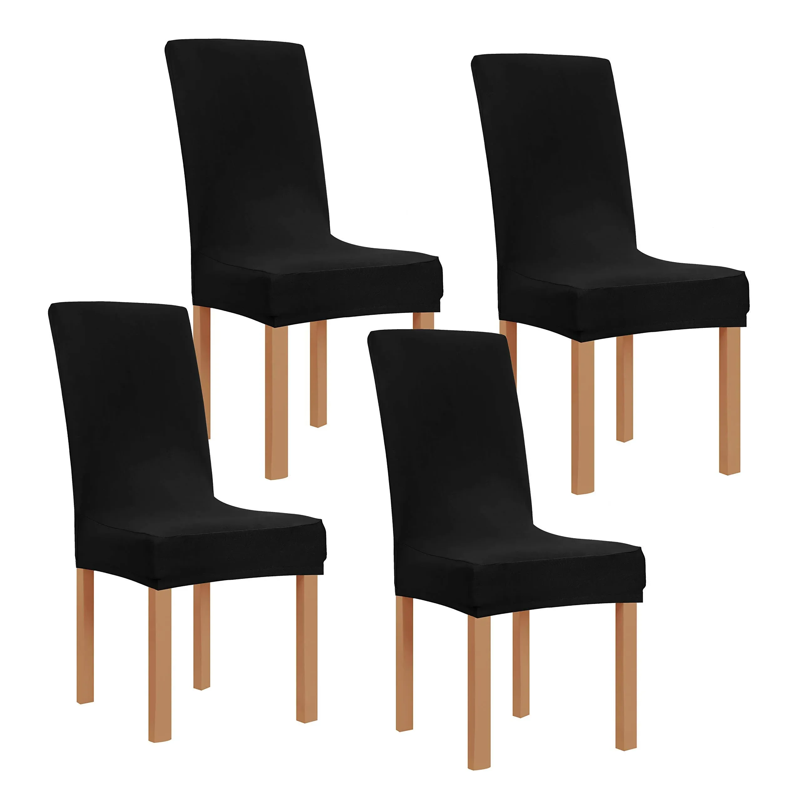 Obstal Black Stretch Spandex Dining Room Chair Covers – Set of 4 Universal ...