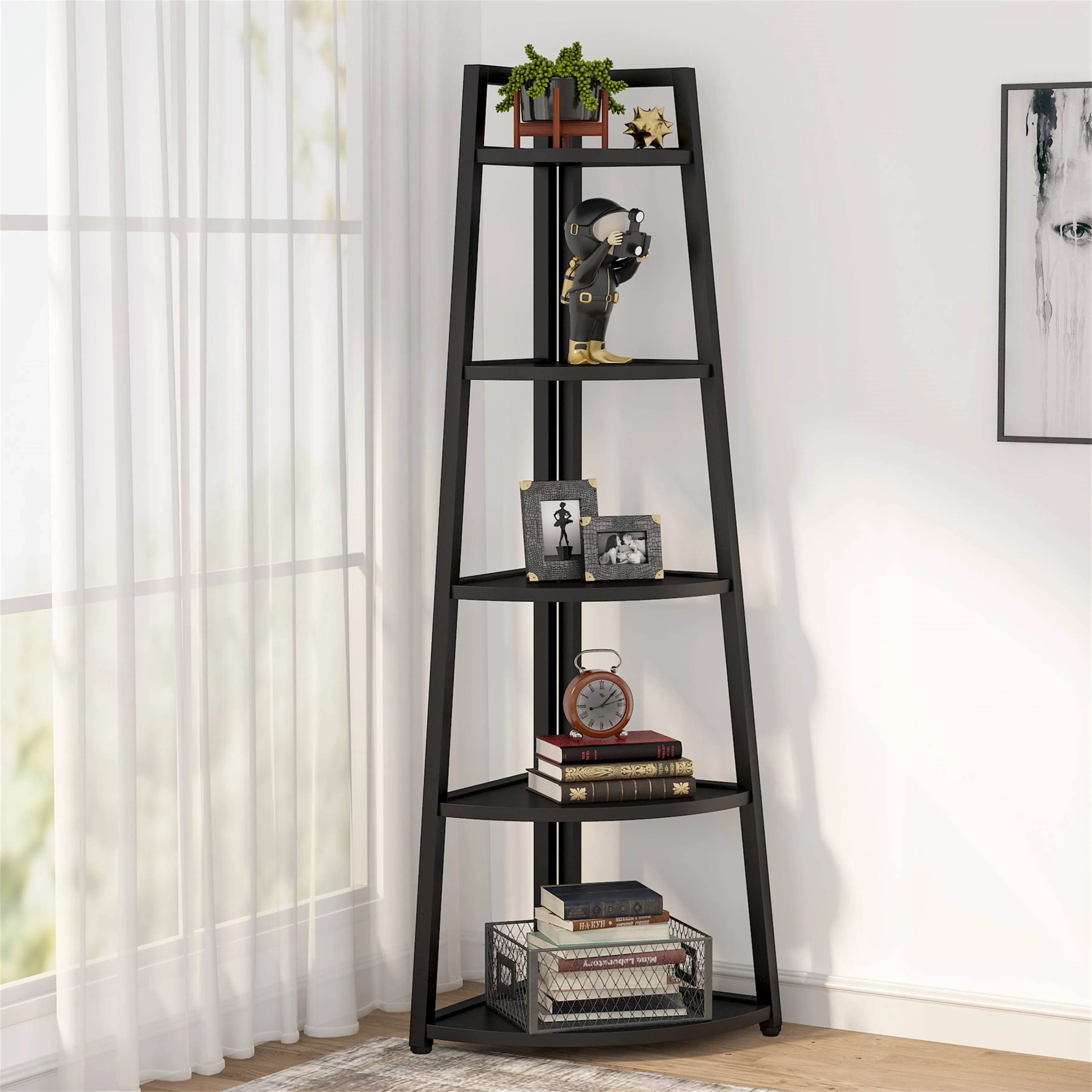 5 Tier Bathroom Corner Shelf Storage Tower Cabinet