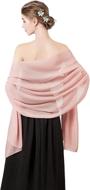 olyrjie Soft Chiffon Scarfs Shawls and Wraps for Evening Dresses Wedding Shawl Wraps Bridal Scarve for Women