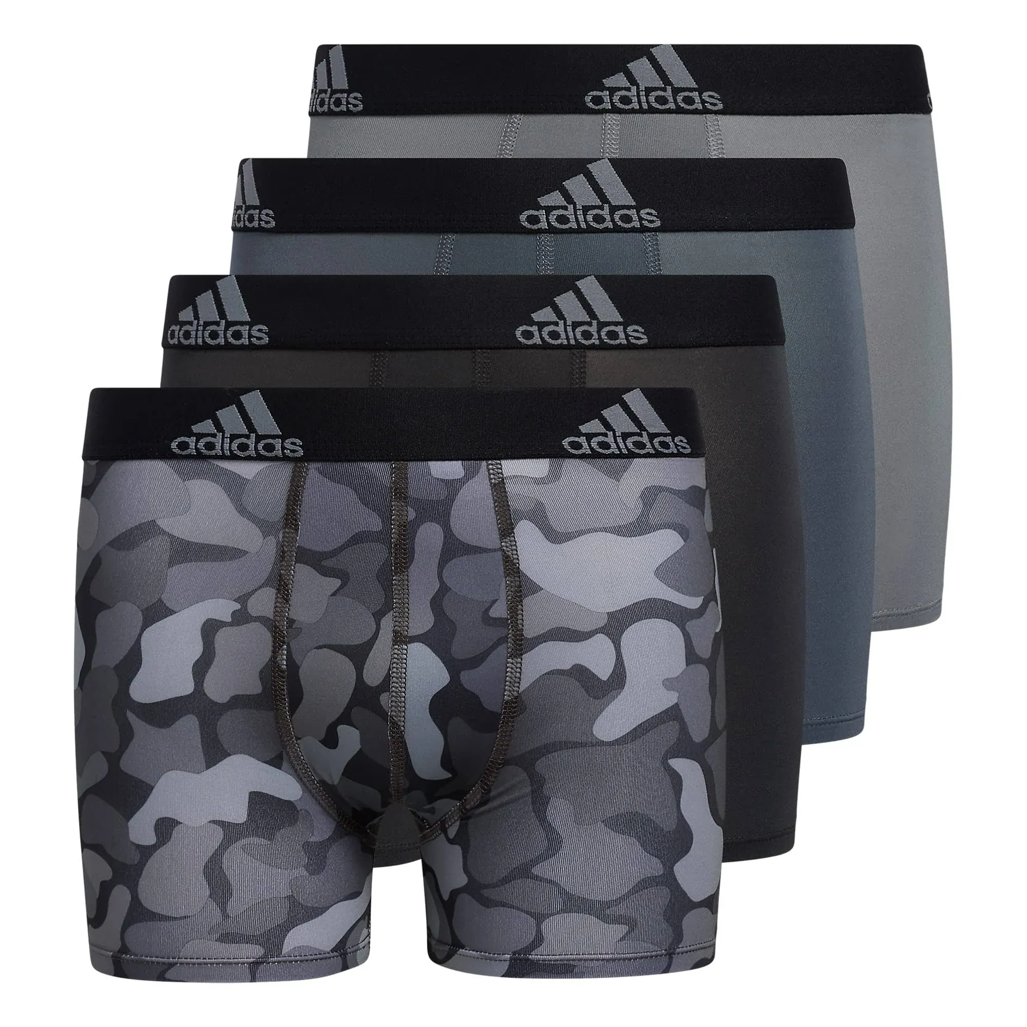 Adidas L57119 Kids Black Grey 4-Pack Performance Boxer Briefs Size M