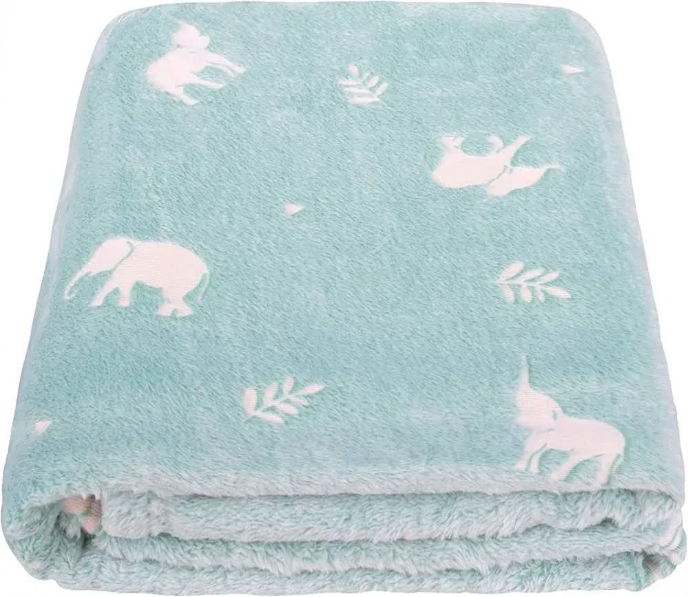  Glow in The Dark Throw Blanket 50 x 60 Inches, Elephant Pattern 50&#034;×60&#034; Green