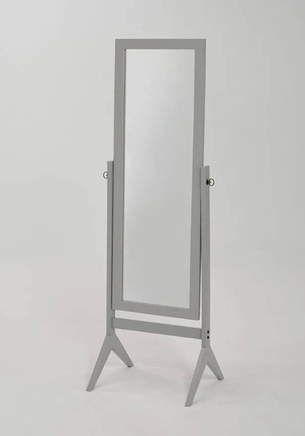 Grey Finish Wooden Cheval Bedroom Floor Mirror