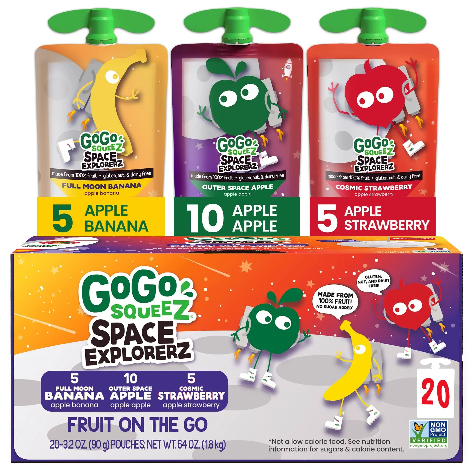 Gogo Squeez Fruit on The Go Space Explorerz Variety Pack, Banana, Apple ...