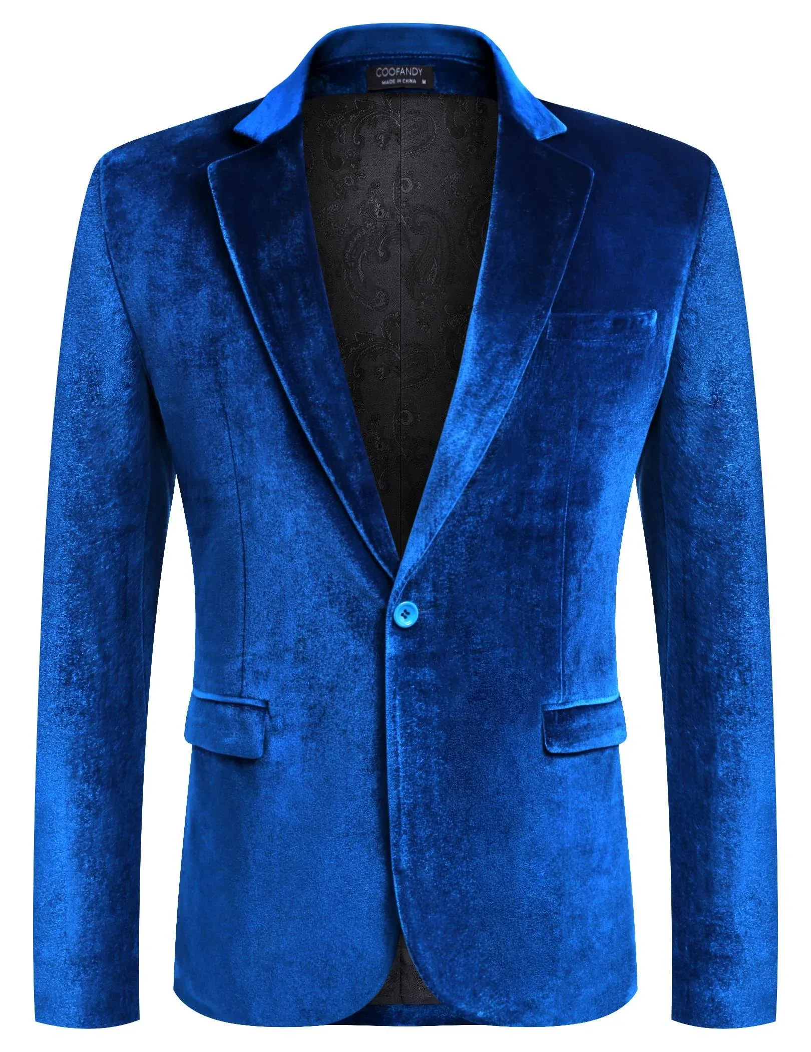 COOFANDY Men's Velvet Blazer Notched Lapel Velour Suit Jacket One Button Tuxedo Jackets for Wedding Prom Party Dinner