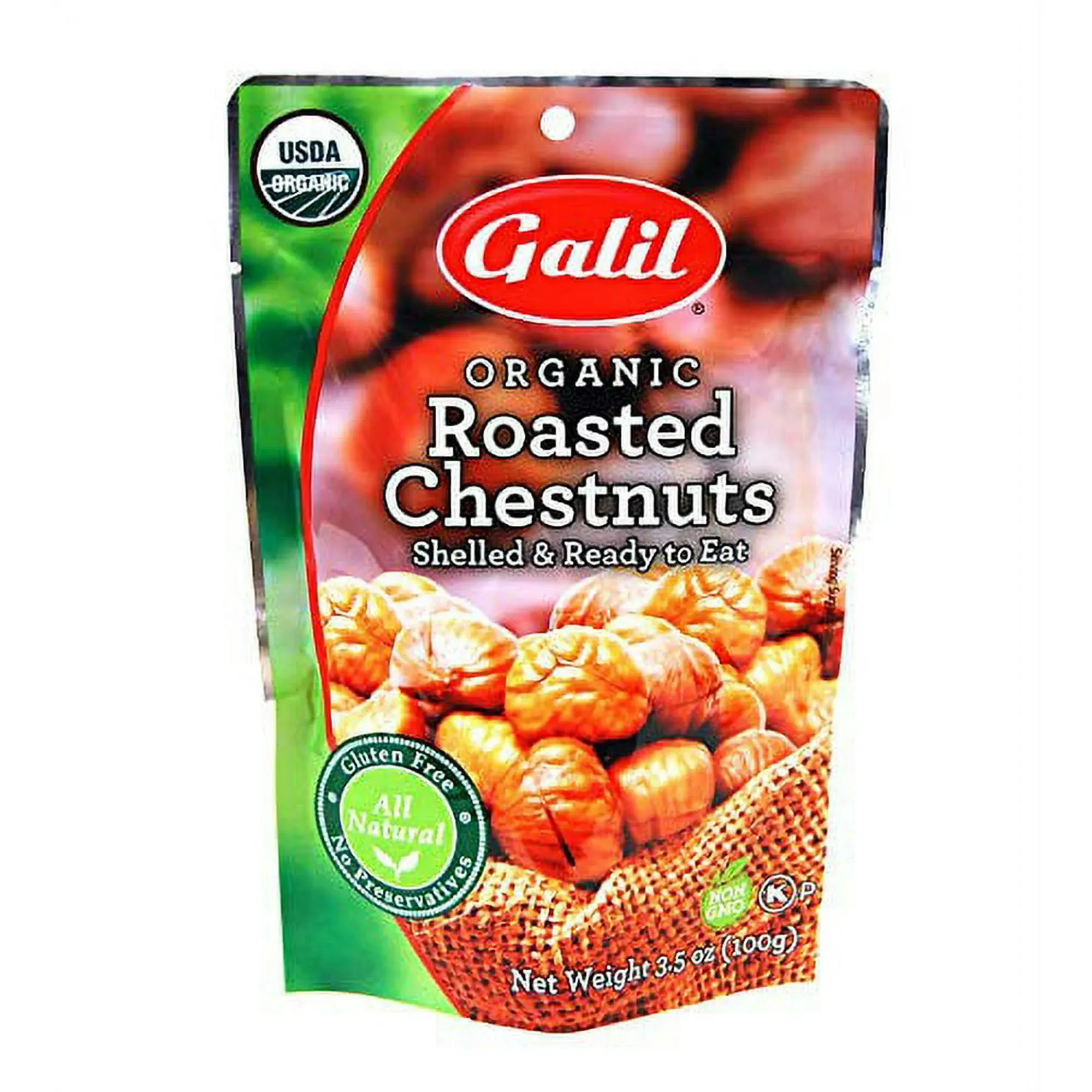 Galil Organic Roasted Chestnuts | Shelled | Ready to Eat Snack | Gluten Free,