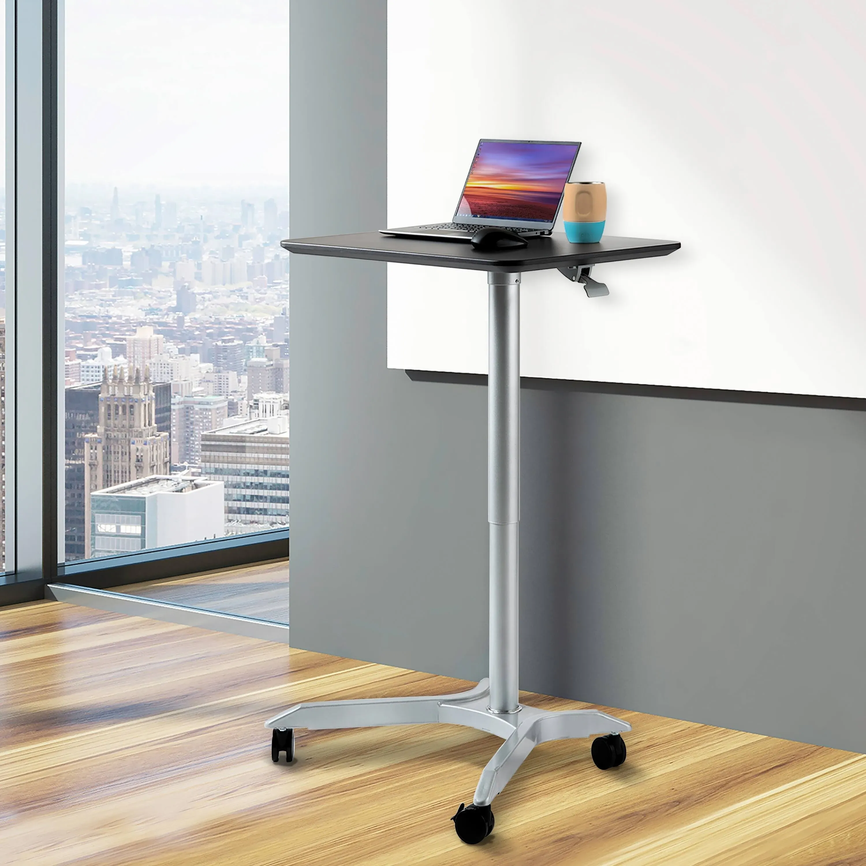 Seville Classics AirLift Sit-Stand Rolling Height Adjustable Pneumatic Mobile ...