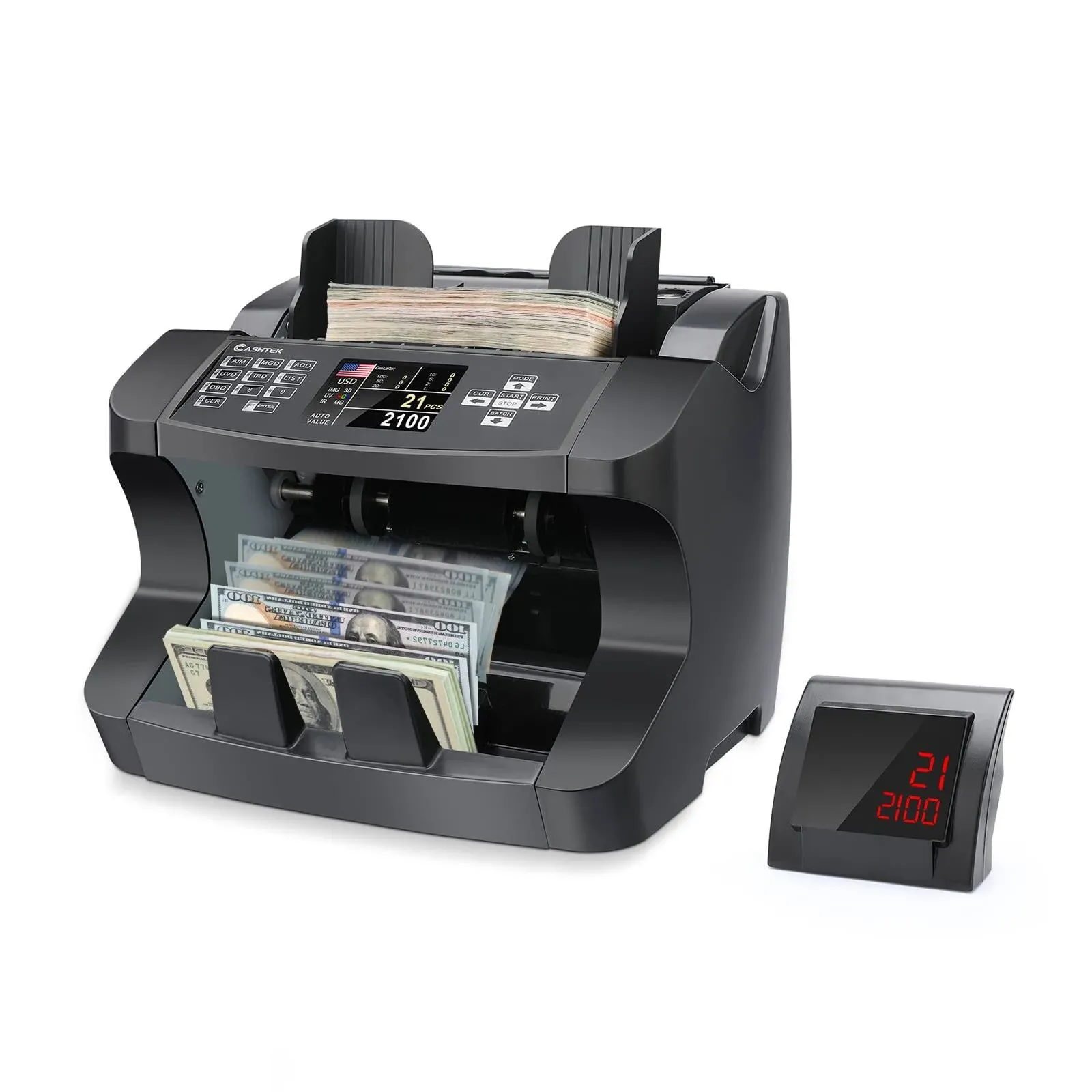 N10 Money Counter Machine Mixed Denomination, Bill Value Counting for US Dollar with UV/MG/IR Counterfeit Detection, Small Business Commercial use