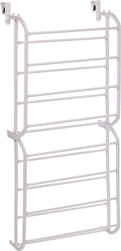 Whitmor Over the Door Shoe Rack, Fold-up Non-slip Bars, 36 Pair, White