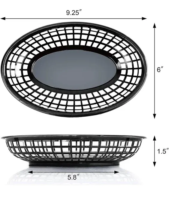 New Star Foodservice 44102 Fast Food Baskets, 9 1/4-Inch x 6-Inch Oval, Set of 12, Brown