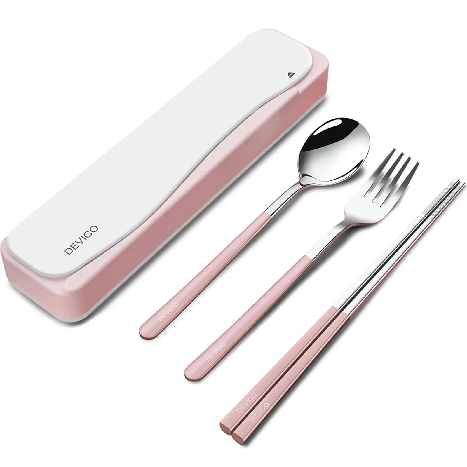 DEVICO Travel Utensils 18/8 Stainless Steel 4pcs Cutlery Set Portable Camp Re...