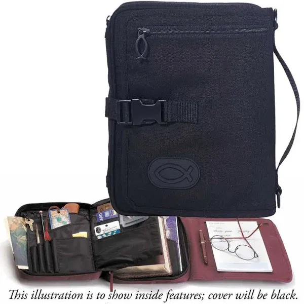 Bible Cover Blk Organizer Polystr XL