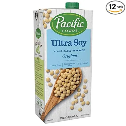 Pacific Foods Ultra Soy Non-Dairy Milk, Original, 32 Fl Oz, (Pack of 12)