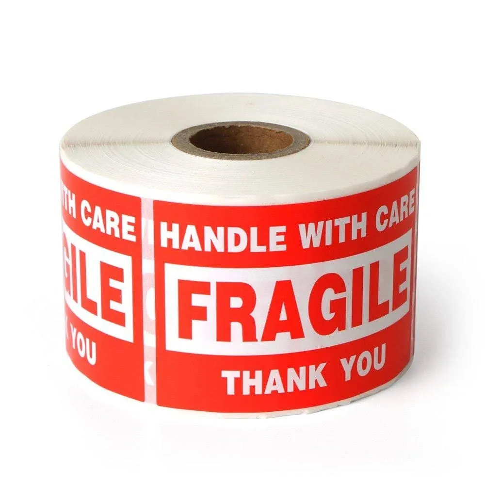 Fragile - 2x3" Handle with Care Shipping Stickers, 500 Labels per Roll