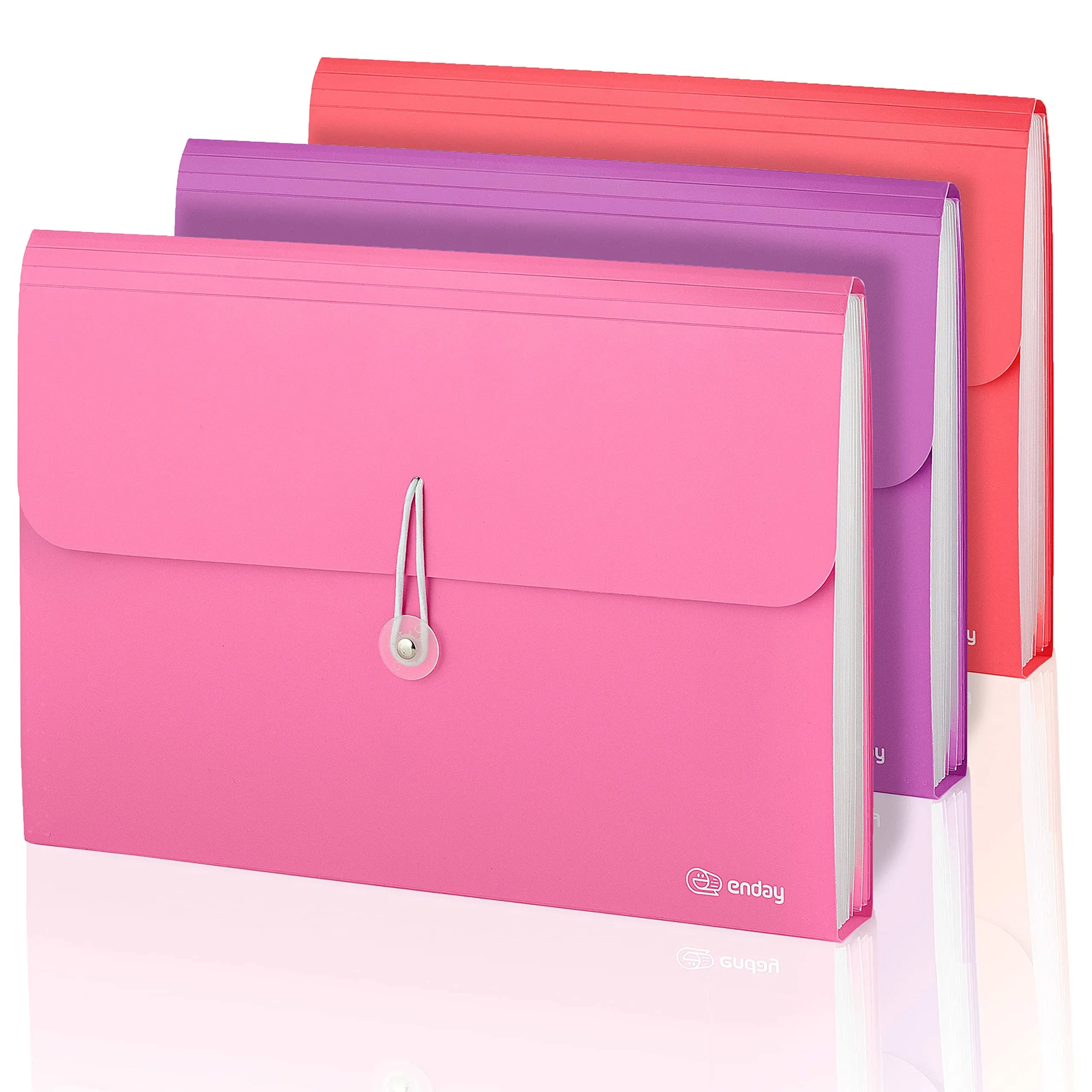 Enday Accordion Folder with Pockets Accordian A4 Paper Organizer & Document Holder 3 Pack, Size: One Size