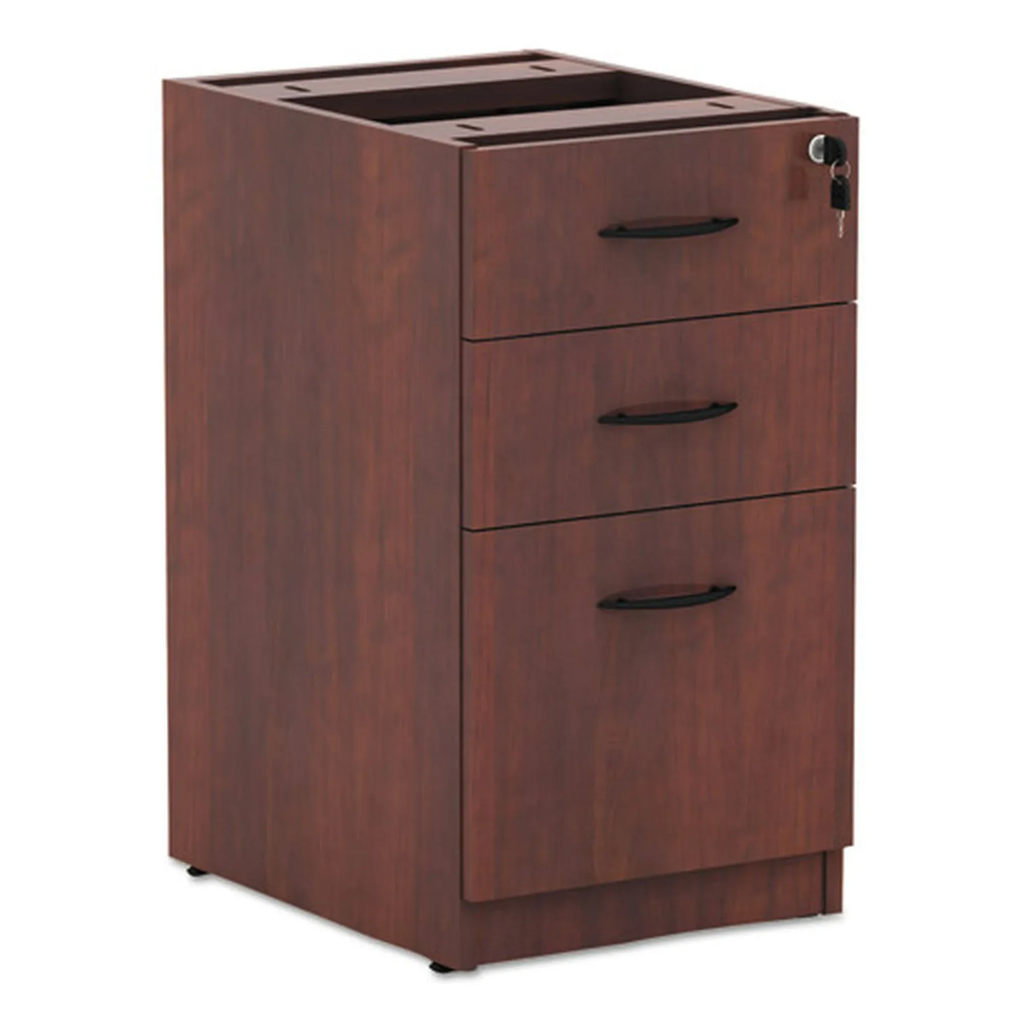 Alera VA532822WA Valencia Series Three-Drawer Box/File Full Pedestal - Modern Walnut