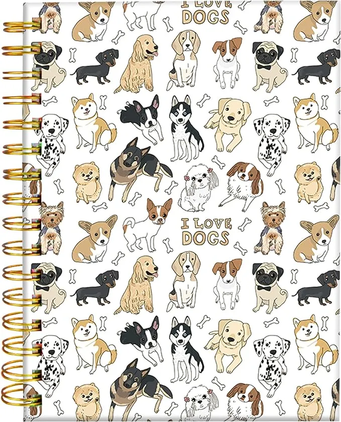 iampanda spiral Journal Notebook,cute puppy strong twin-wire binding with premium paper for girl women,60 sheets a5 college r