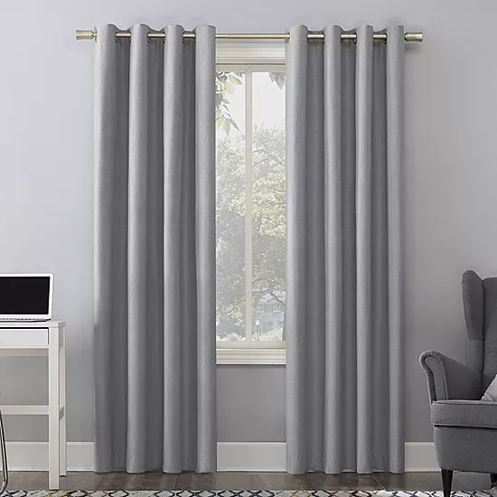 Sun Zero Duran Thermal Insulated Blackout Grommet Curtain Panel, 108" L x 50" W - Silver-Tone Gray