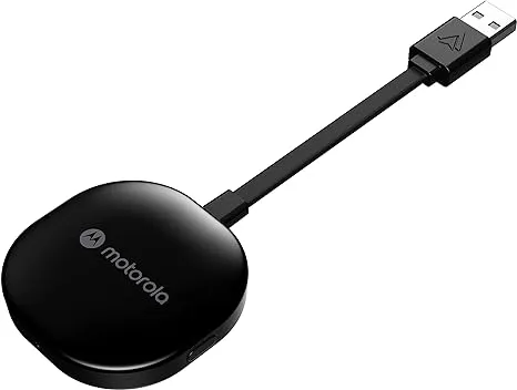 Motorola MA1 Wireless Android Auto Car Adapter - Instant Connection from Smartphone to Screen Using Google-Licensed Bridge Technology - USB Type-A Plug-in - Secure Gel Pad 